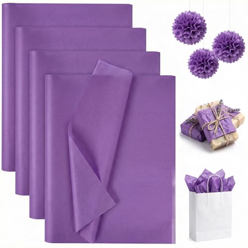 Image of Koogel 330 Sheets Purple Tissue Paper, 14 x 10 Inch