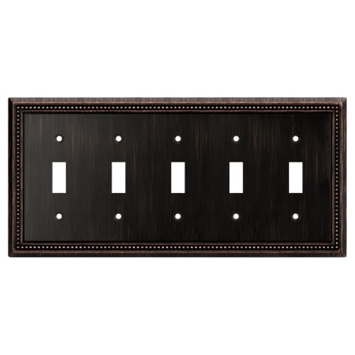 Image of Henne Bery Sunken Pearls Heavy Duty Decorative Wall Plate Switch Plate Outlet Cover (5-Gang Toggle, Aged Bronze)