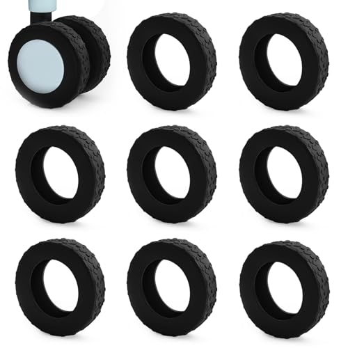 Bellanova Juego de 8 Fundas para Ruedas de Equipaje de Silicona, Protección de Ruedas, Silencioso, Antideslizante, No se Cae, para Maleta y Silla de Oficina (Negro)