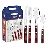 Faqueiro 24 Peças Polywood Sortidos com Laminas de Aço Inox e Cabos de Madeira, Tramontina, Polywood 21199705, Vermelho