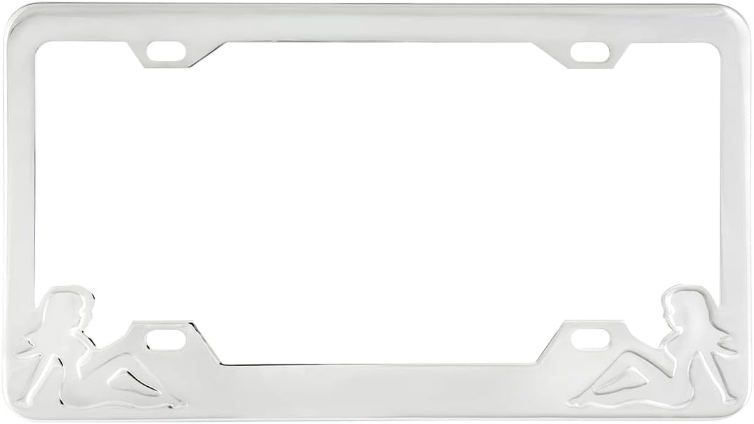 GG Grand General 60193 Chrome License Plate Frame with 4 Holes, Black