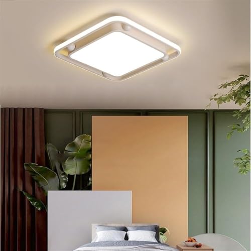 Plafonnier LED géométrique blanc à intensité réglable au design épuré