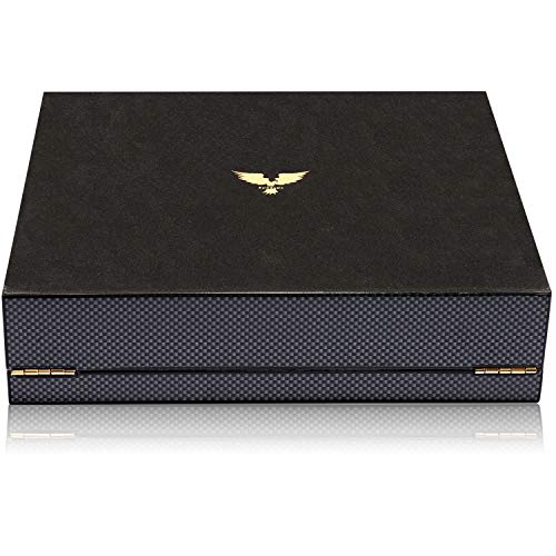 Cigar Humidor Carbon Fiber Cigar Humidor High Gloss Lacquer Handcrafted Cedar Cigar Desktop Box with Front Digital Hygrometer and Humidifier, Glass Top for 20 Cigars (20-30 Cigars) - Thumbnail 7