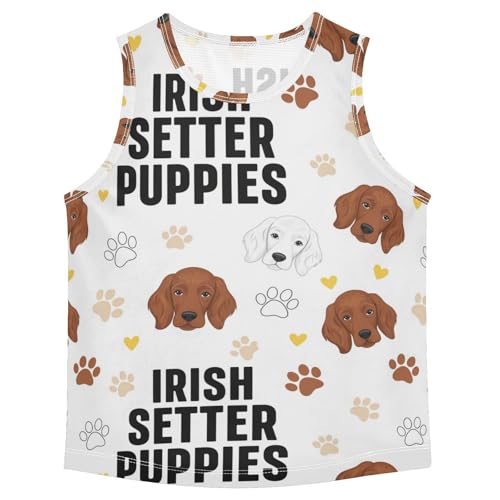 J JOYSAY Cartoon Dog White Boys Tank Top Sleeveless Muscle Shirts Quick Dry Sport Active Workout Kids T-Shirts 3-15T