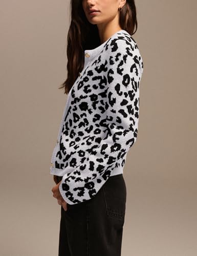 Image of Anoumcy Leopard Cardigan Sweaters for Women Lightweight Animal Cheetah Print Cardigans Knit Sweater Tops Fall Outfits Clothes