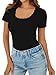 GKBK Scoop Neck Short Sleeve Tops for Women Ribbed Knit Fitted Tee Soft Slim Tight Basic Casual Shirt for Spring Clothes 2026 Trendy Summer Fashion Outfits Black