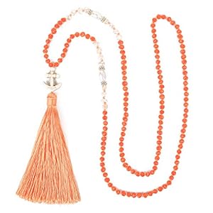 KELITCH Femmes Collier Gland Pendentif Collier Rang De Cristal Perles Collier Chaîne Longue en Cristal