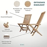 KMH 2er Set Klappstühle ohne Armlehnen aus echtem Teakholz - 2