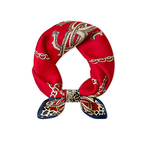 Silk Scarf Women Square Scarves Leopard Animal Print Small Scarves Neckerchief Square Neck Scarf Bandanas Headwear