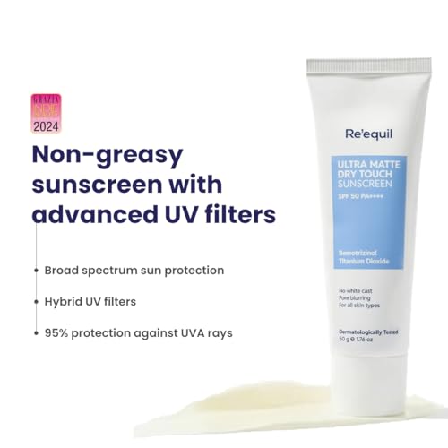 RE' EQUIL Ultra Matte Dry Touch Sunscreen | SPF 50 PA++++ | Water & Sweat Resistant | No White Cast, Non-Greasy & Non-Comedogenic | For All Skin... - Image 2