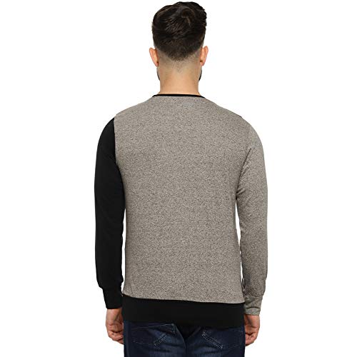 Image of CAHOOT Men's Green Colour Blocked Half Sleeve Regular Fit T Shirt for Casual Wear