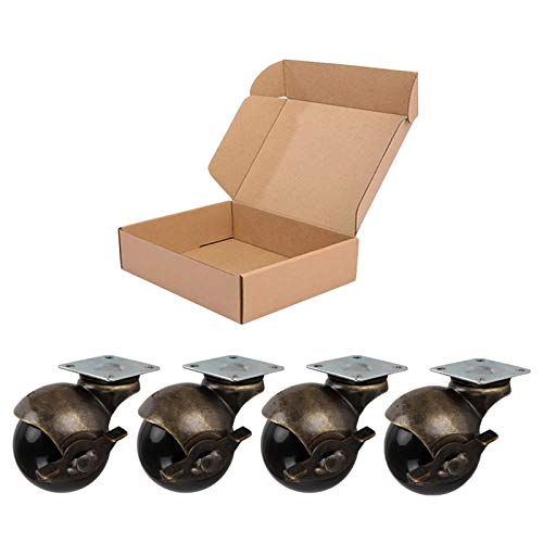 Roulettes à billes de 2 po pivotantes à 360° en bronze vintage pour chaise, lot de 4