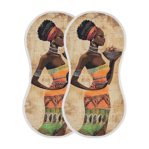 1 Pack African Women Art Muslin Burp Cloths Cotton Absorbent Baby Burping Rags for Boys Girls Soft Newborn Burp Bibs, 22 x 11 Inch2