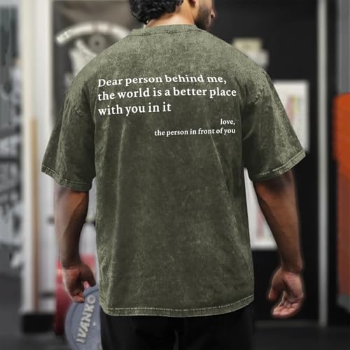 Image of Dear Person Behind Me Shirt You are Enough Tshirts for Men Oversized Inspirational Positive Tees Vintage Graphic Tops