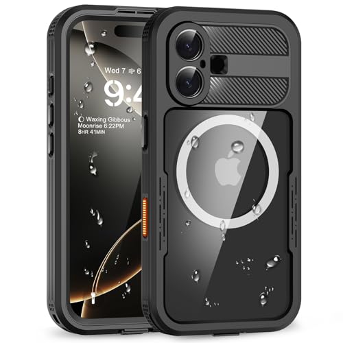 WIFORT Funda para iPhone 16 Plus Impermeable IP68 MagSafe Carcasa Antigolpes Magnetica Antipolvo con Pantalla y Camara Proteccion, Robusta Cover 360 Grados Militar Resistente Case Estanca 6.7"