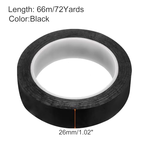 Image of uxcell 1 Rolls Black 1.02 Inch x 72 Yards Polyester Film Electrical Tape PET Tape High Temperature Heat Resistant Tape for Transformer Motor Wire 5S Positioning Logo,26mm x 66m