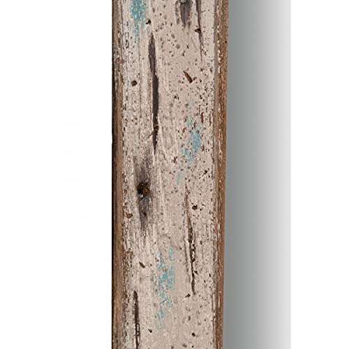 Biscottini specchio da parete cornice legno riciclato 59x3x48 cm | Specchiera bagno verticale e orizzontale per un arredamento rustico | Specchio ingresso da parete
