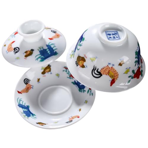 KOCKSHION 明華製茶碗 蓋付きソーサー 和風陶磁器 茶器 お茶用マグ ホームデコレーション コンパクト携帯可能 ダスト防止設計 向け