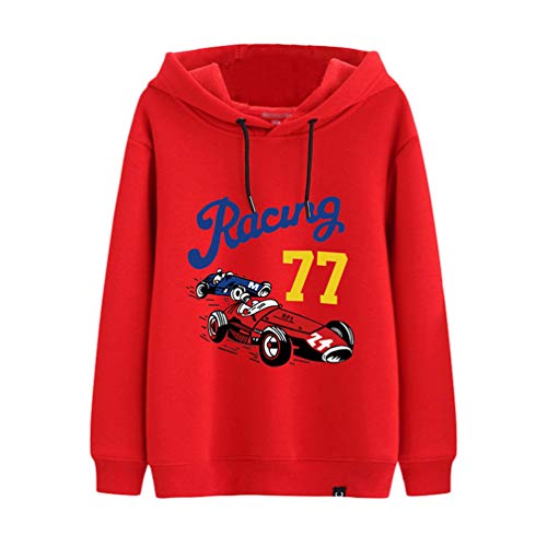 Preisvergleich Produktbild Ketamyy Kinder Jungen Mädchen Kapuzen-Sweatshirt Fleece Herbst Winter Hoodie Warme Kapuzenpullover Casual Kapuzenpulli Langarm Cartoon Auto Pullover Pullis Sport Sweatshirt Mit Kapuze Rot 120CM
