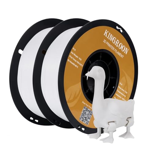 Image of Kingroon PLA 3D Printer Filament, Dimensional Accuracy + /- 0.02 mm, 1 kg Spool(2.2lbs), 1.75mm,2KG White+White