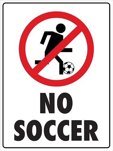 Xewazd A1758 No Soccer 8"X12" Rust-Resistant Aluminum Sign - Indoor & Outdoor Use For Fence & Yard