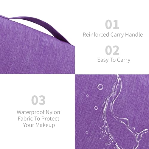 Image of Lcsmaokin Large Capacity Toiletry Bag Travel Bag with Hanging Hook for Men and Women Waterproof Travel Cosmetic Bag Bathroom Storage Bag for Brushes Set, Full-Sized Shampoo, Toiletries, Accessories, Purple