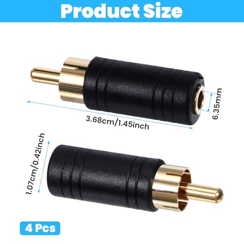 Adaptador 6.35mm a RCA macho, pack 4 unidades miniatura 2