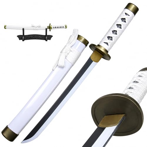Image of EXCELCHOICE One Piece Zoro Wado Ichimonji Katana Sword 42cm Bamboo Wood Anime Katana Roronoa Zoro (Stand Included) Perfect for Anime Gift, Cosplay, Decoration, Display