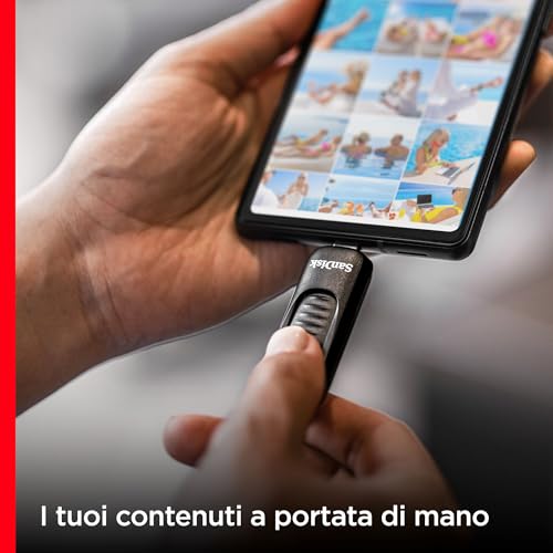 SanDisk 1TB Ultra Slider Unità Flash, chiavetta USB Type-C, fino a 400 MB/s, USB 3.2 Gen 1, con connettore retrattile, Nero - Immagine 1