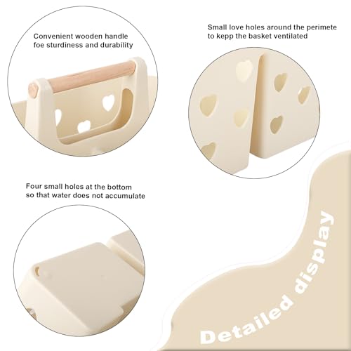 Anyoifax Portable Shower Caddy Plastic Shower Basket Organizer Divided Bathroom Caddy Storage Cleanning Caddy Tote with Handle for College, Dorm Room, Kitchen, Beige - Image 5