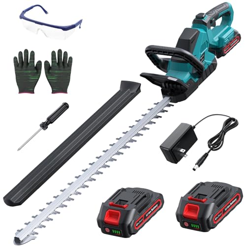 24'' Cordless Hedge Trimmer with 2 Rechargeable Batteries...