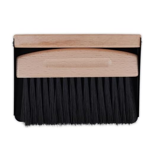 Relaxdays Juego Set Escoba Mesa con Recogedor, Recogemigas Encimera, Barredor Escritorio, Madera Haya/Metal, Negro/Natural, 40% Hierro 20% plástico, 4 x 15,5 x 11 cm