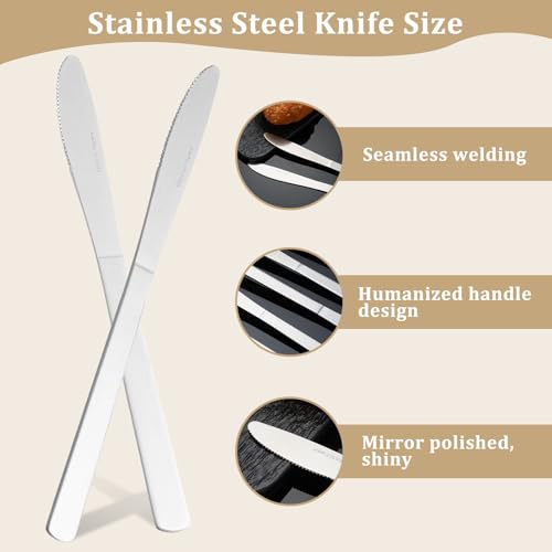 Image of 72 PCS Dinner Knifes Set - Windsor Stainless Steel Table Knives 8.7 Inch with Dishwasher Safe Butter Knives,Metal Butter Knofe,Dinner Knife Silverware for Home,Kitchen or Restaurant