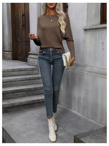 Image of SOLY HUX Sweaters for Women Boat Neck Long Sleeve Casual Solid Pullover Tops