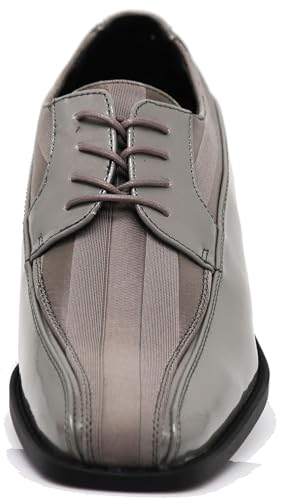 Image of BMY Men's Striped Satin Matching Patent Upper Oxfords Formal Dress Shoes