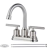 WOWOW 4 Inch Bathroom Faucet 3 Hole Brushed Nickel Sink Centerset Basin 2 Handle RV Modern Vanity...