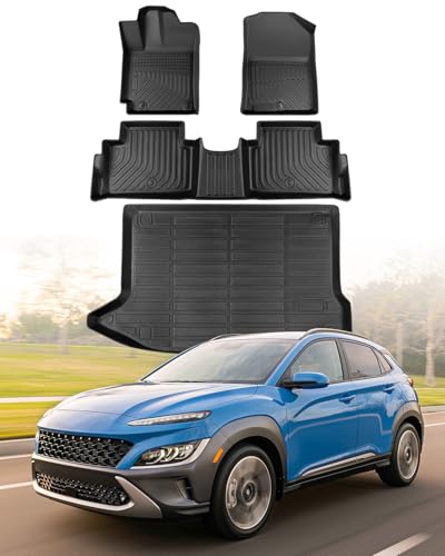 CreekT® for Hyundai Kona Floor Mats 2018-2023 (No for EV),All Weather Heavy Duty Waterproof Floor mats & Cargo Liner for Hyundai Kona Accessories SE SEL N Limited Preferred