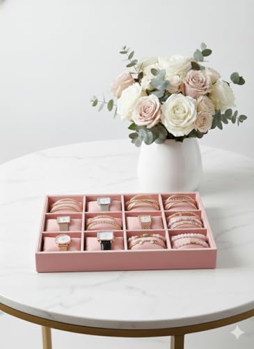 Image of Velvet Jewellery Drawer Organizer Stackable Tray, Pink, 12 Pillow