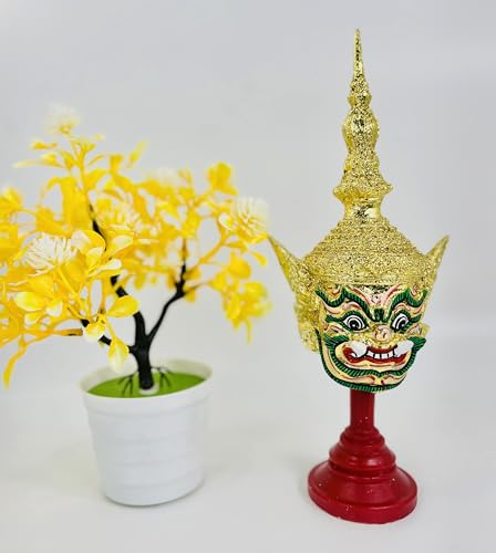 Figura Decorativa Máscara Ravana Thai Dorada 7x4x3 pulg miniatura 7