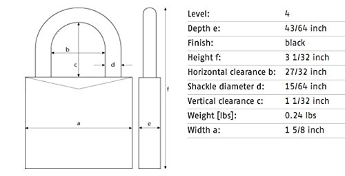 Abus 145/40 C Aluminum Resettable Combination Padlock, 4 Dial, Black #TOP1