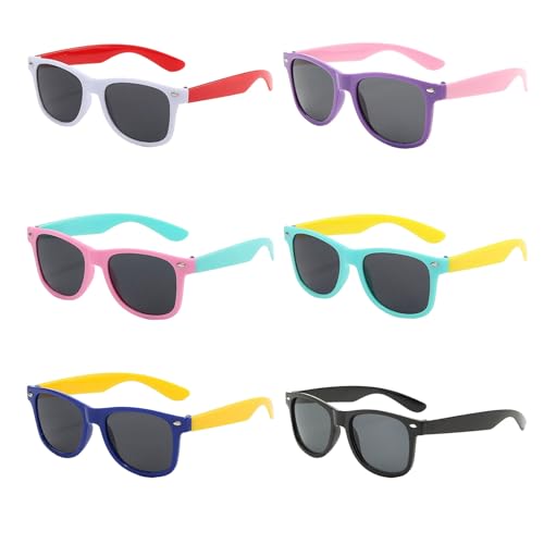 SAIIURV 6 Paires Gafas de Sol para Niños Party Gafas de Sol Coloridas，Regalos de Fiesta Niñas, Fiestas de Verano en la Playa Viajes al Aire Libre (6)