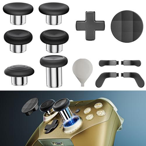 Image of 14-in-1 Controller Accessories Kit Compatible with Xbox Elite Series 2, 6 Premium Metal Thumbsticks, Swap Joysticks, 4 Interchangeable Paddles, 2 D-Pads, 1 Tool & 1 Storage Bag (Matte Black)