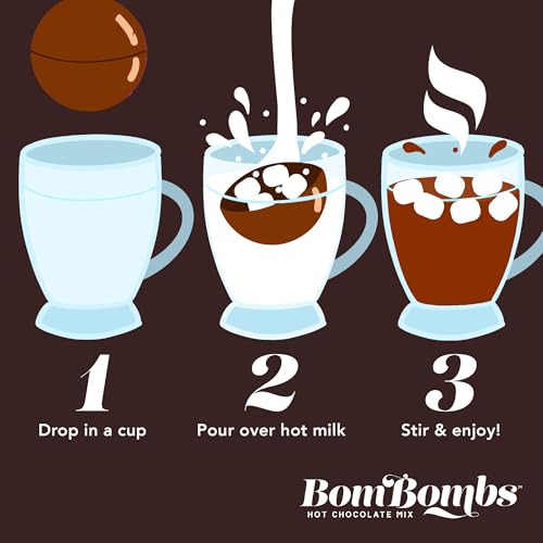 BomBombs, Heiße Schokoladenbomben, Enthält Fudge Brownie, Karamell, S’Mores, Cookies & Cream und Pfefferminz-Kakaobomben gefüllt mit Marshmallows, 24er-Set