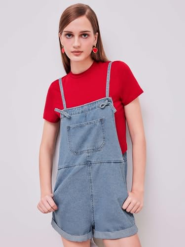 Image of CIDER Overall Shorts For Women Jean Denim Rompers Loose Fit Overalls | Cute Romper, Adjustable Strap Shortalls, Summer Casual Outfits