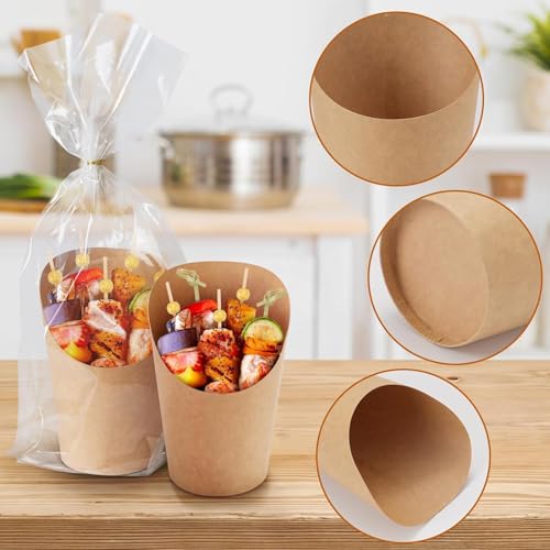 Cônes en papier jetables 400ml avec bâtonnets pour pop-corn et gaufres x50