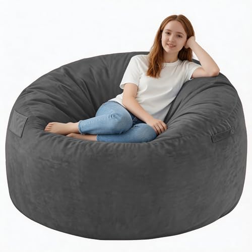 La Mejor Selección de Pufs Top 5. 47 SIMFLAG - Puf Grande de 1,22 Metros, puf con Relleno de Espuma viscoelástica, sofá Mullido con Cubierta de Terciopelo holandés, pufs Redondos para Sala de Estar, Sala de Juegos,...