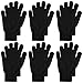 6 Pairs Knit Gloves Bulk Pack Warm Winter Gloves Full Fingers Stretch Gloves for Adult Men Women (Black)