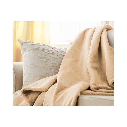 SunbeamMicroplush Electric Heated Throw Blanket Chiffon Beige 8005-045-759