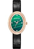 BRIGADA Women's Rose Gold Stainless Steel Quartz Dress Watch with Genuine Leather Strap