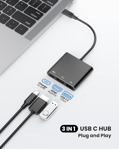 Image of Battony USB C to HDMI Adapter, Multiport AV Adapter with 4K@60Hz HDMI Output,4K Multi-AV Converter for for MacBook /Mac Pro Air iPad Pro and More USB-C Port Device